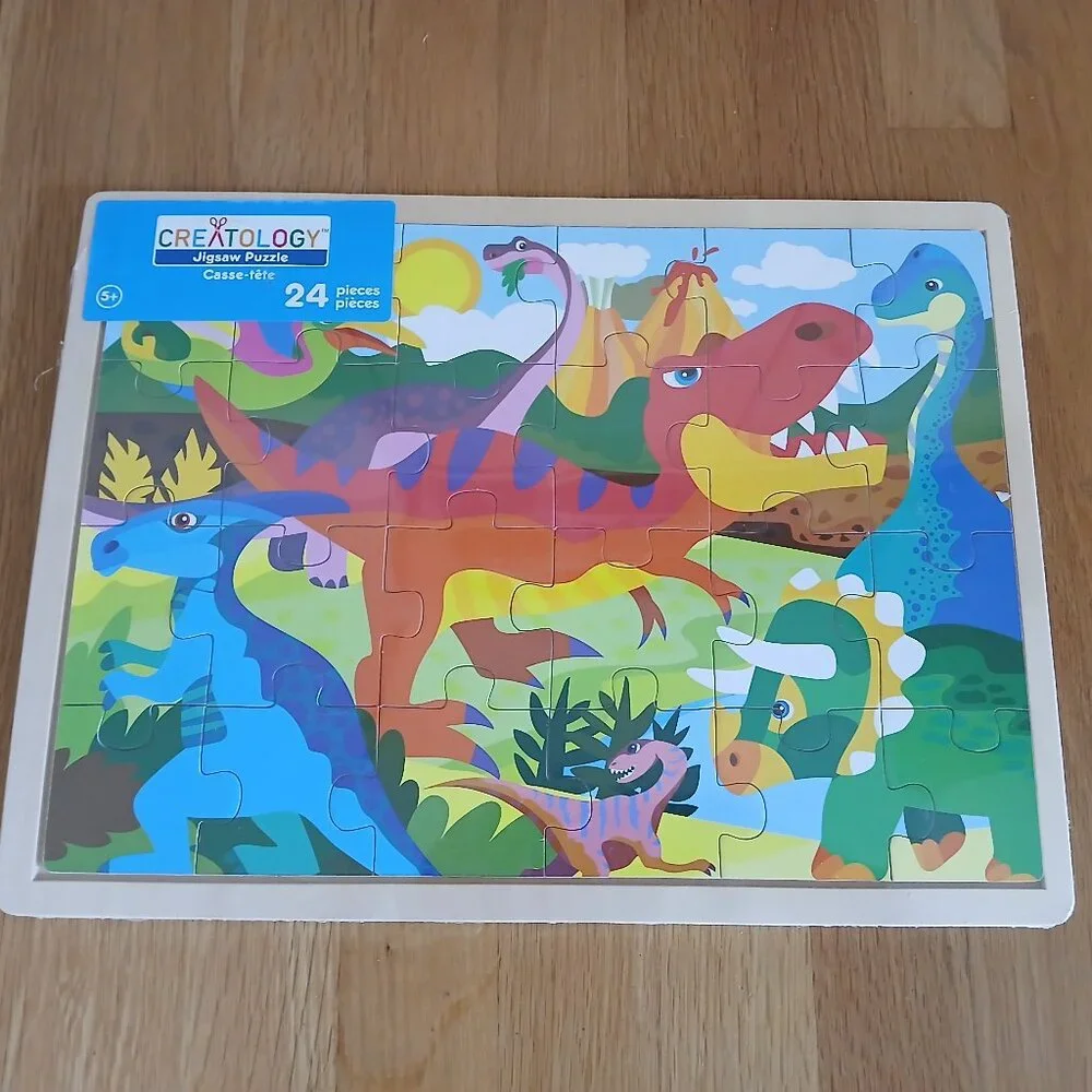 Creatology Wooden puzzle Dinosaurs New + Farm Animals 24 pieces x 2